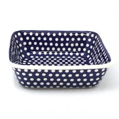 Janelle Imports Deep Square Baker In White Polka-Dot