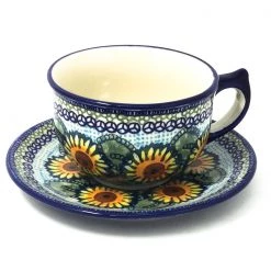 Janelle Imports Tea Cup W/Saucer 8 Oz In Sunflowers